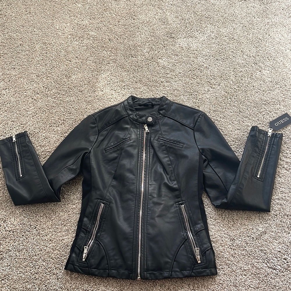 Women’s Guess Black leather jacket. Brand new with tags. Size small